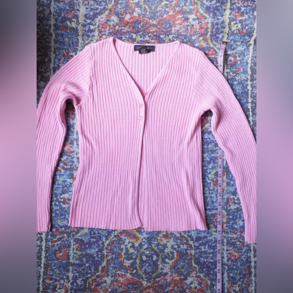Vintage 90s Pink cropped 3 button top - Picture 1 of 3